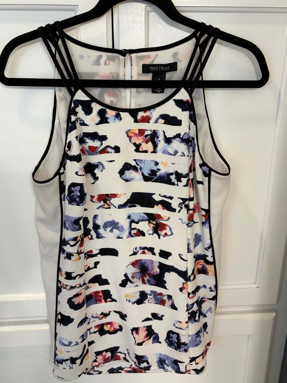 White House Black Market Floral Print Sleeveless Blouse Size S